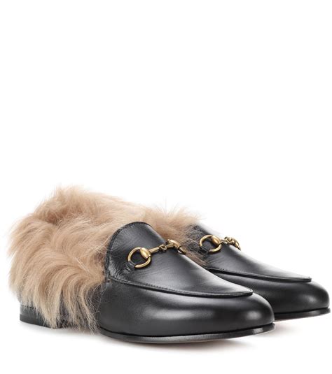 gucci backless fur loafers|Gucci fur loafers plaid.